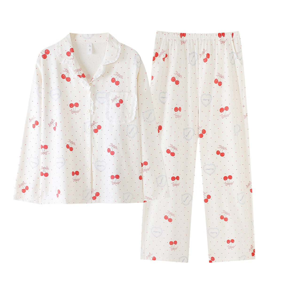 Cherry Tart · Women's Cotton Long-Sleeve Pajama Set