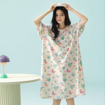 Cloud Critters · Women's Cotton Pajama Set - Short Sleeve & Shorts / Nightdress