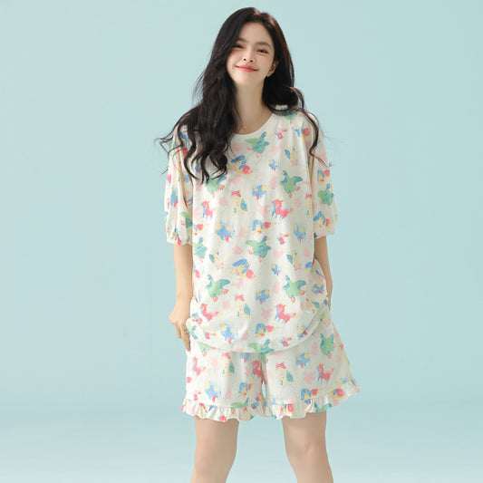 Cloud Critters · Women's Cotton Pajama Set - Short Sleeve & Shorts / Nightdress