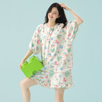 Cloud Critters · Women's Cotton Pajama Set - Short Sleeve & Shorts / Nightdress
