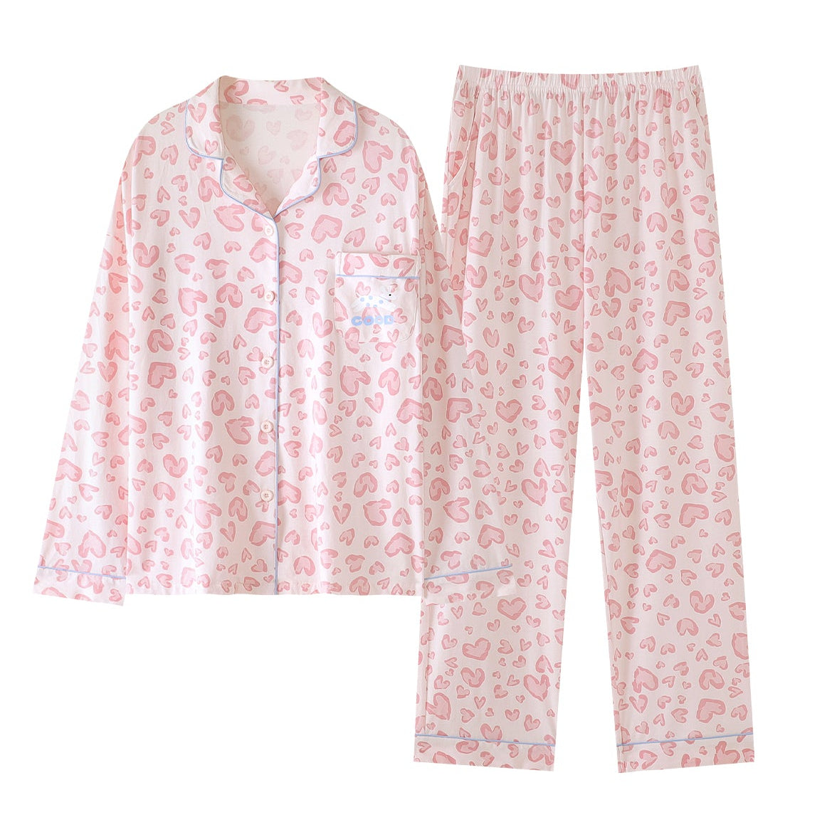 Cloudy Heart · Women's Cotton Long-Sleeve Pajama Set
