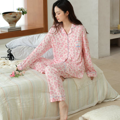 Cloudy Heart · Women's Cotton Long-Sleeve Pajama Set