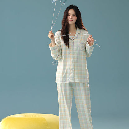 Cloudy Plaid · Women's Cotton Long Sleeve Pajama Set