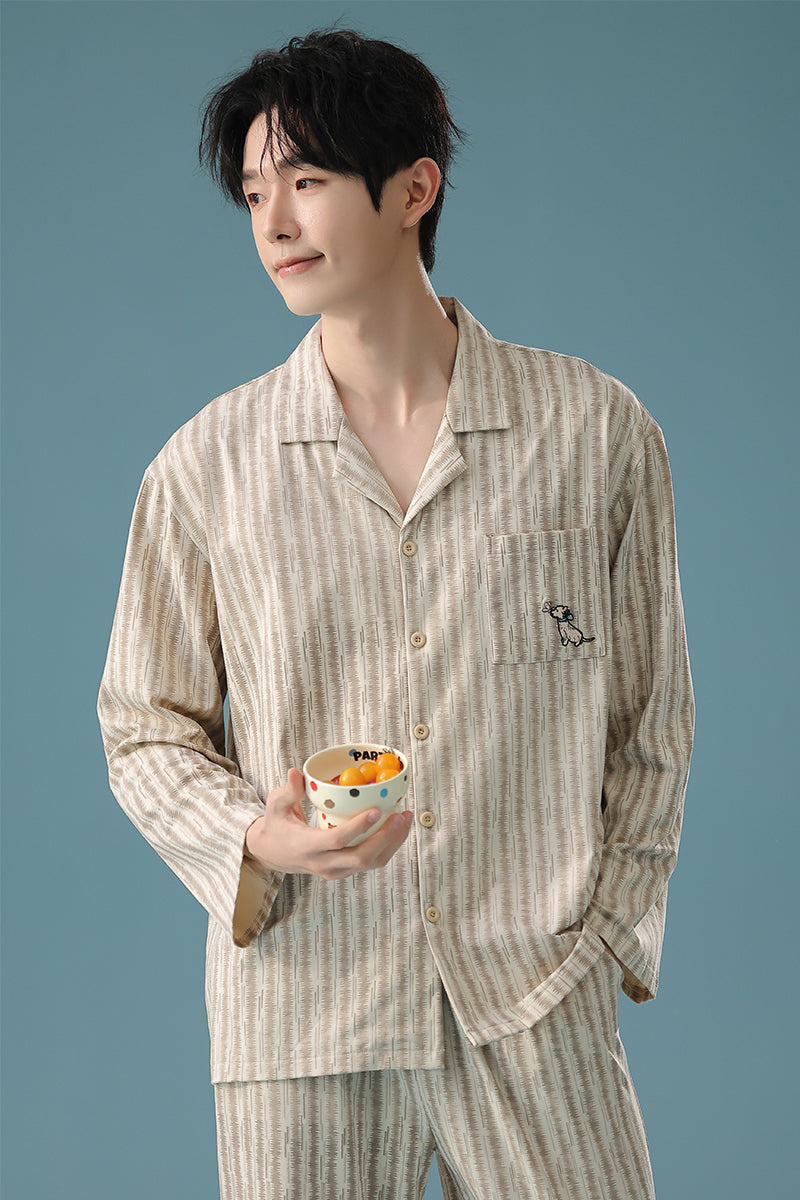 Comfort Home Stripe · Couple Cotton Long Sleeve Pajama Set