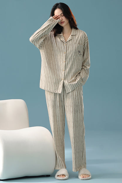 Comfort Home Stripe · Couple Cotton Long Sleeve Pajama Set