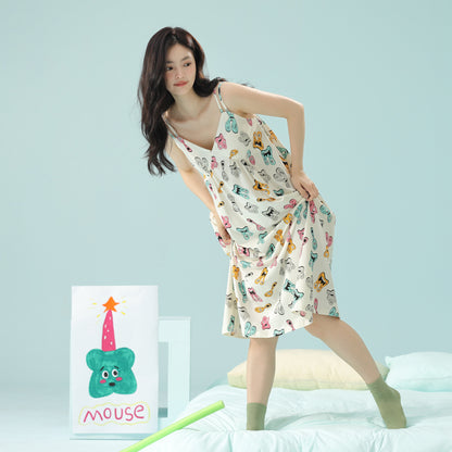 Cozy Tales · Women's Cotton Pajama Set - Short Sleeve & Shorts / Nightdress with Built In Bra