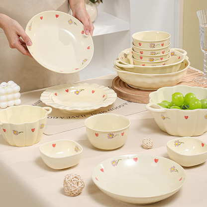 Cream Floral · Ceramic Dinnerware Set