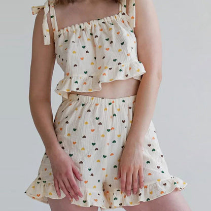 Daisy Heart · Tie-Shoulder Pajama Set