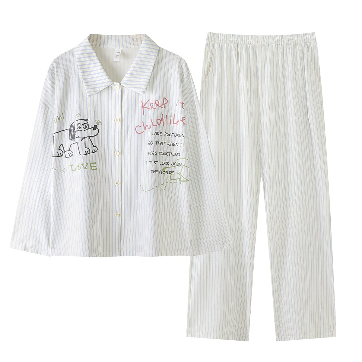 Doodle Pup · Women's Cotton Long-Sleeve Pajama Set