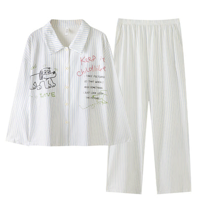 Doodle Pup · Women's Cotton Long-Sleeve Pajama Set