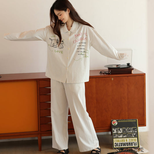 Doodle Pup · Women's Cotton Long-Sleeve Pajama Set