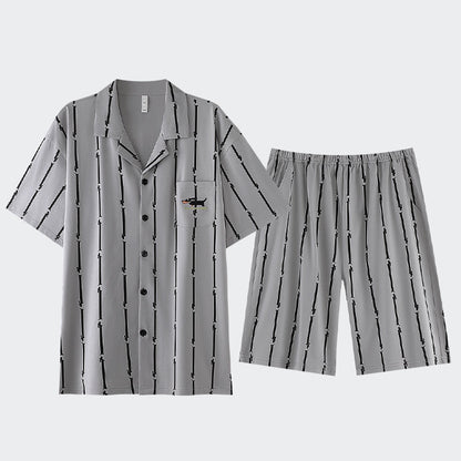 Doodle Stripes  · Couple Cotton Short Sleeve Pajama Set