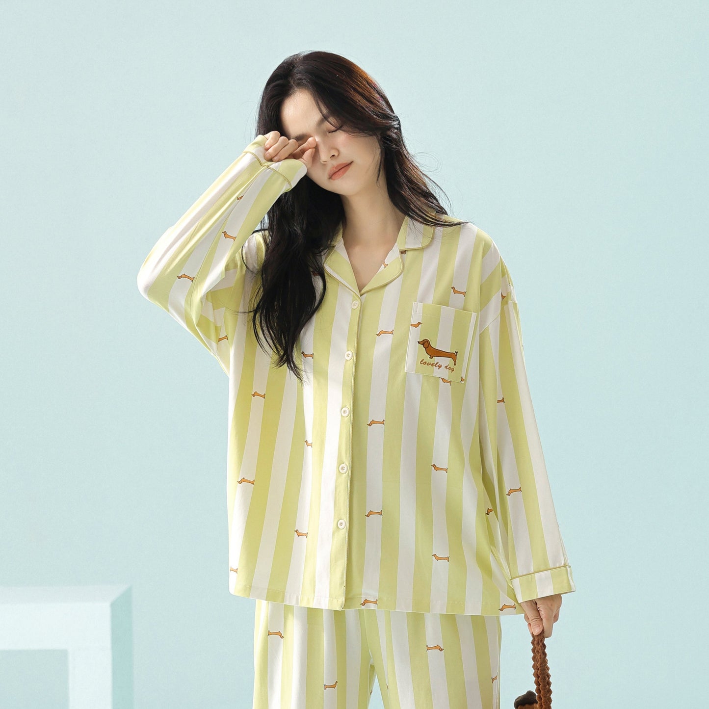 Doxie Moments · Couple Cotton Long Sleeve Pajama Set