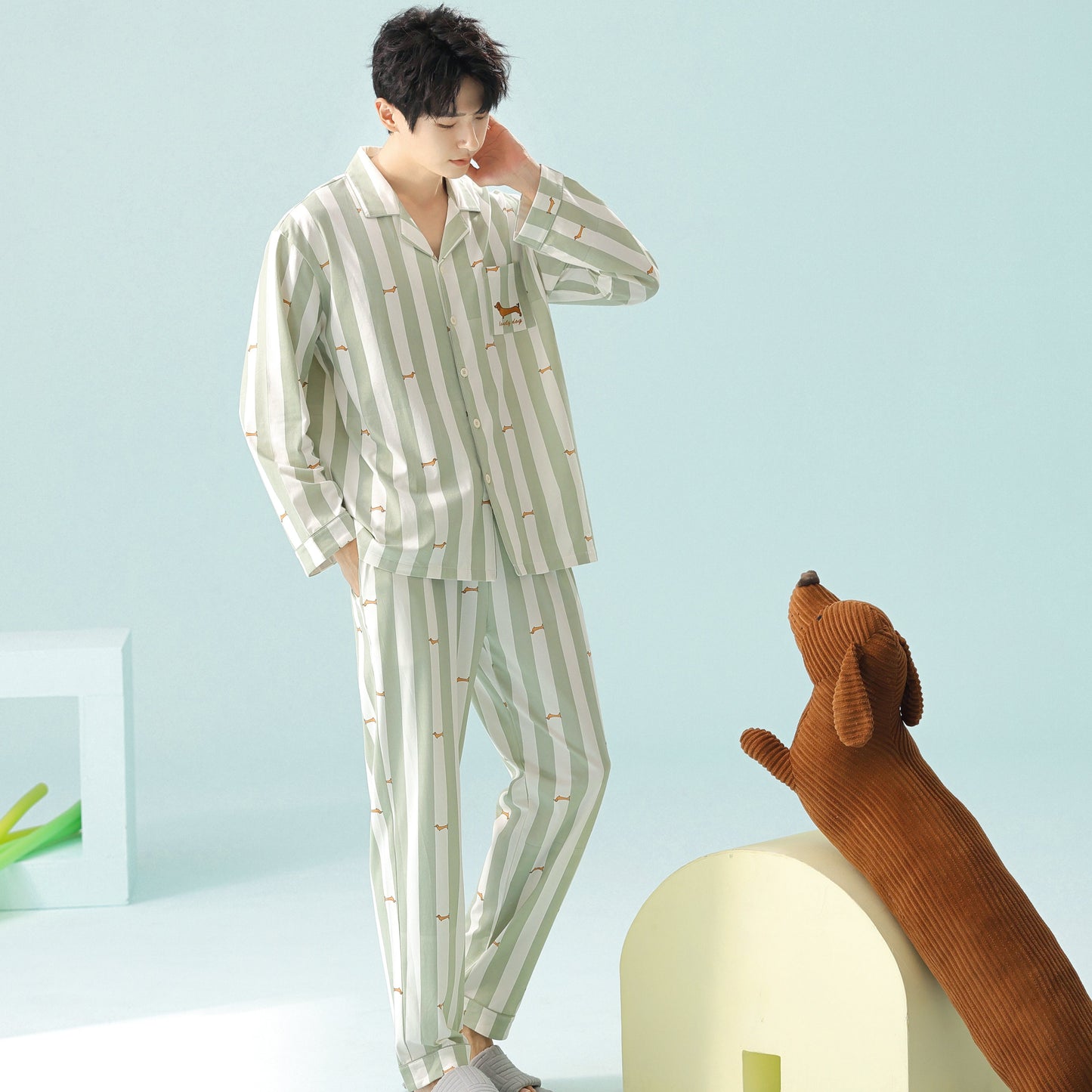 Doxie Moments · Couple Cotton Long Sleeve Pajama Set