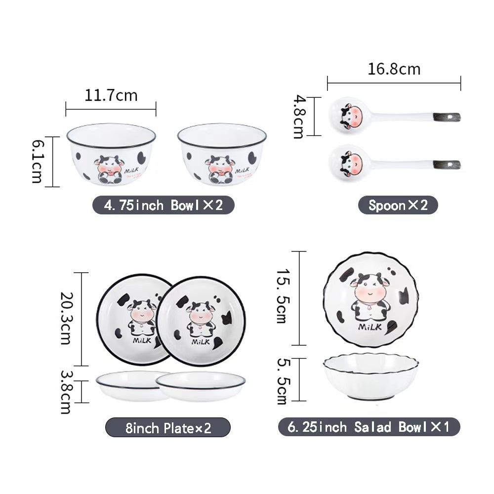 7-Piece Dudu Cow · Ceramic Dinnerware Set