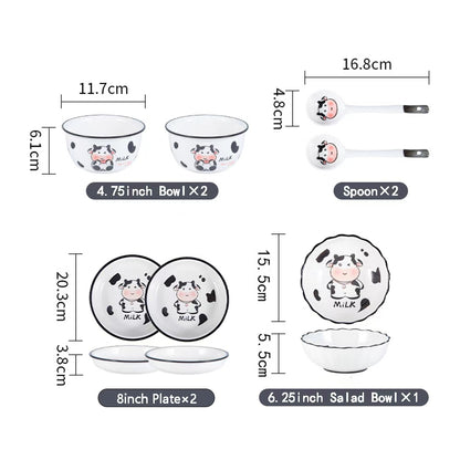 7-Piece Dudu Cow · Ceramic Dinnerware Set