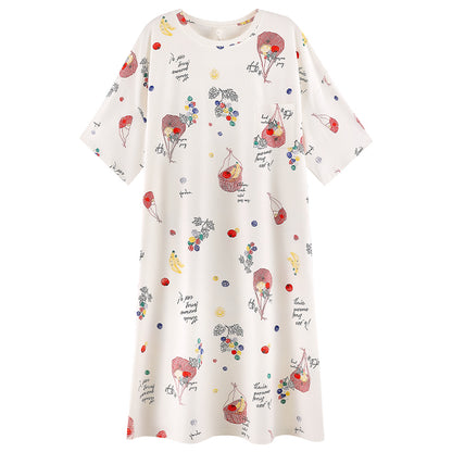 Flora & Fruity · Women's Cotton Pajama Set - Short-Sleeve Nightdress / Camisole Nightdress