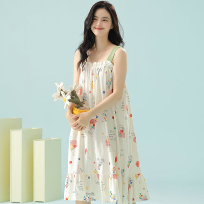 Flora & Fruity · Women's Cotton Pajama Set - Short-Sleeve Nightdress / Camisole Nightdress