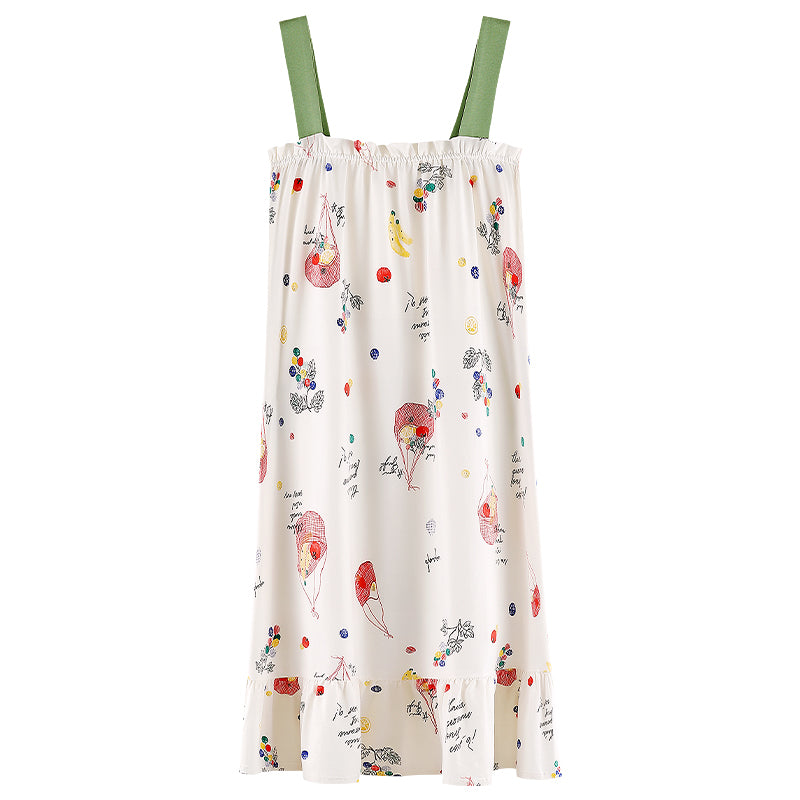 Flora & Fruity · Women's Cotton Pajama Set - Short-Sleeve Nightdress / Camisole Nightdress