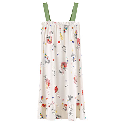 Flora & Fruity · Women's Cotton Pajama Set - Short-Sleeve Nightdress / Camisole Nightdress