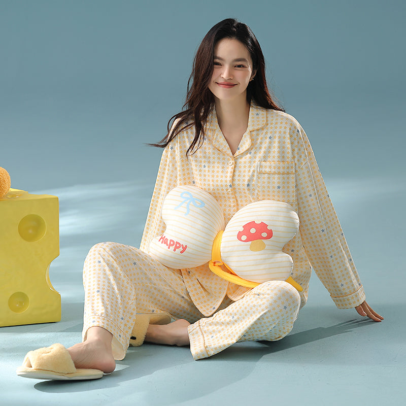 Golden Starry Night · Women's Cotton Long Sleeve Pajama Set