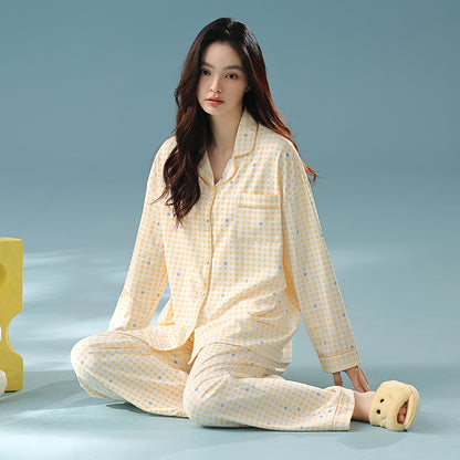 Golden Starry Night · Women's Cotton Long Sleeve Pajama Set