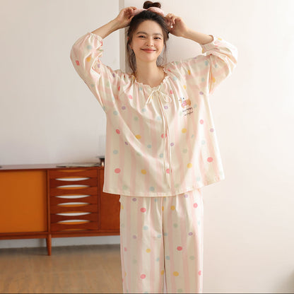 Happy Dotes · Women's Cotton Long-Sleeve Pajama Set