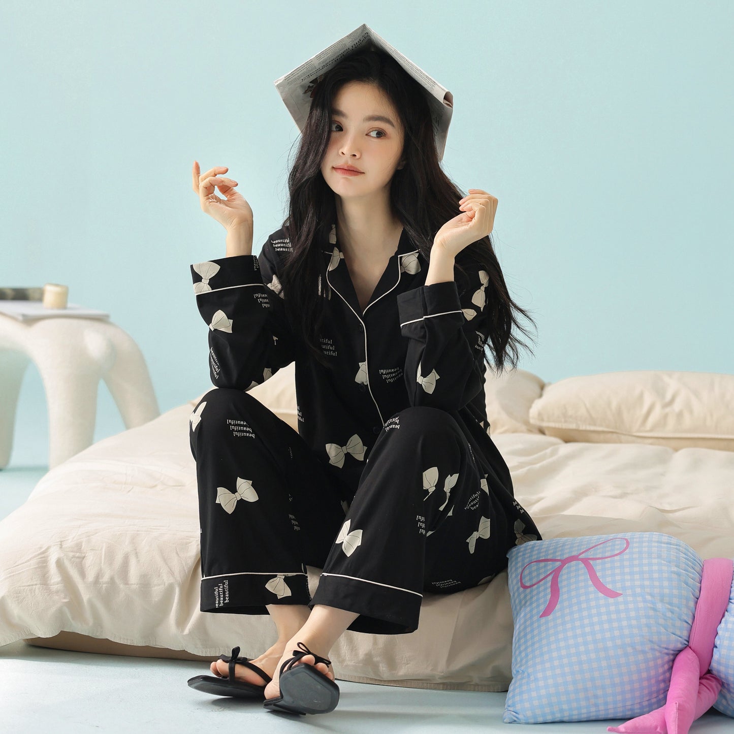 Heart Knot · Women's Cotton Long Sleeve Pajama Set