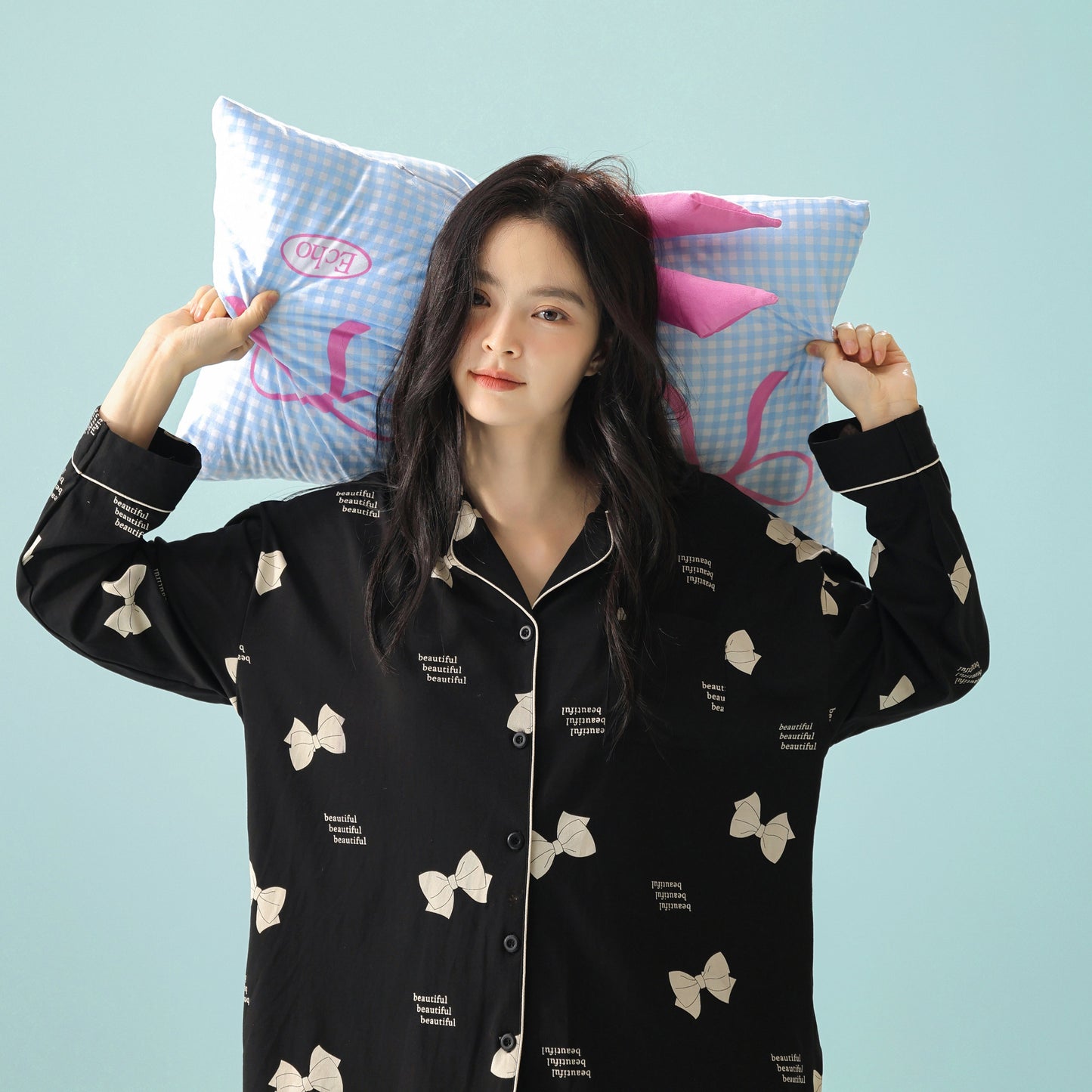 Heart Knot · Women's Cotton Long Sleeve Pajama Set