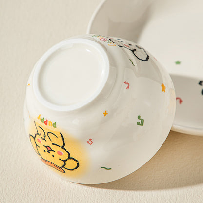 5-Piece Joyful Puppy · Ceramic Dinnerware Set