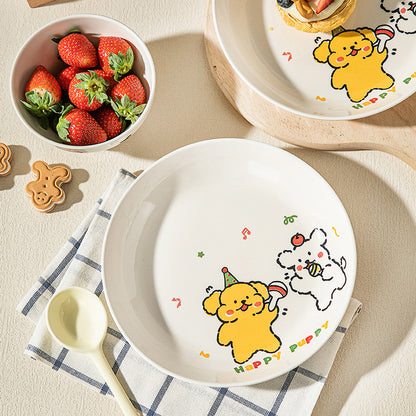 5-Piece Joyful Puppy · Ceramic Dinnerware Set