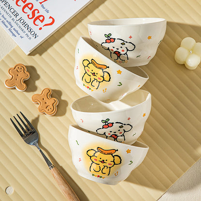 5-Piece Joyful Puppy · Ceramic Dinnerware Set