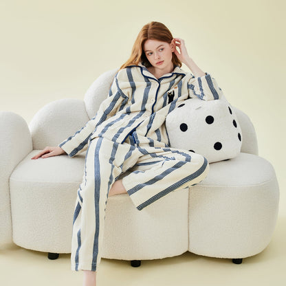 Kitty Stripes · Couple Flannel Pajama Set