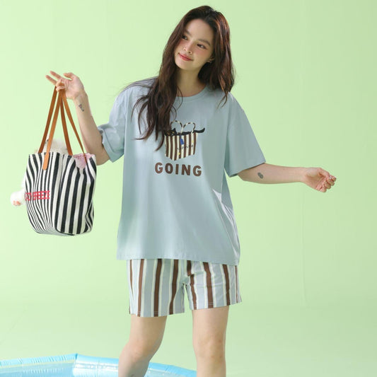 Lazy Day · Women's Model Cotton Short Sleeve & Shorts Pajama Set