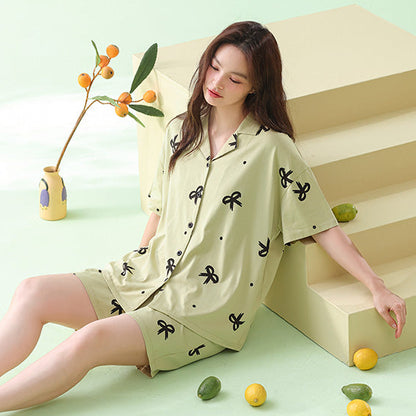 Lime Soft· Women's Cotton Short Sleeve & Shorts Pajama Set