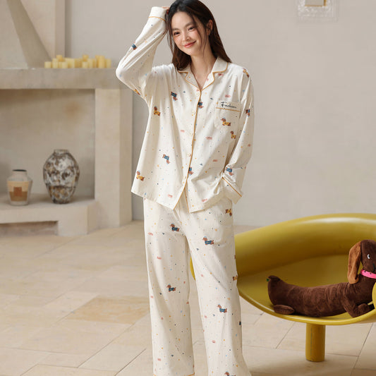Little Pup · Women's Cotton Long-Sleeve Pajama Set