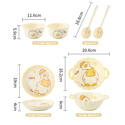 6-Piece Little Yellow Duck · Ceramic Dinnerware Set