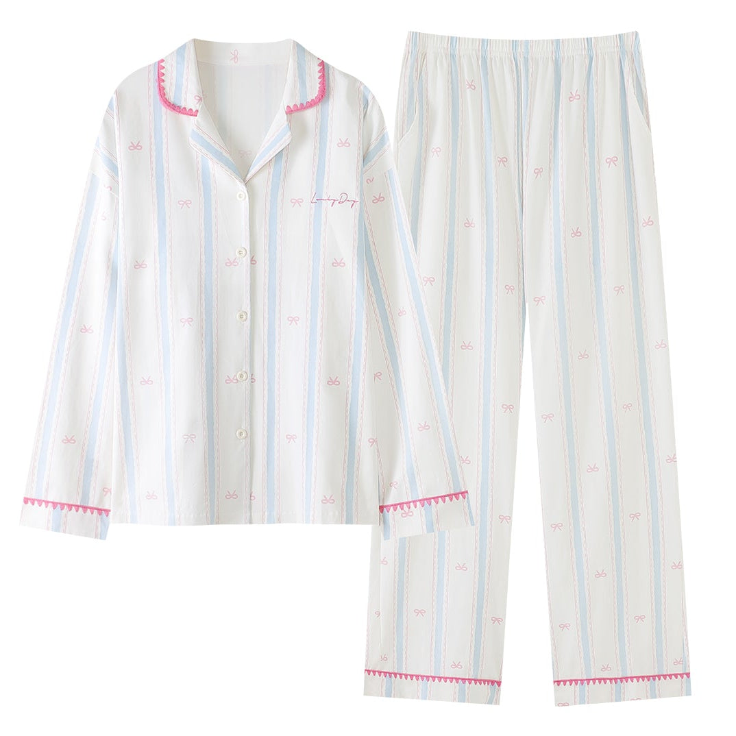 Lucky Bow · Women's Cotton Long-Sleeve Pajama Set