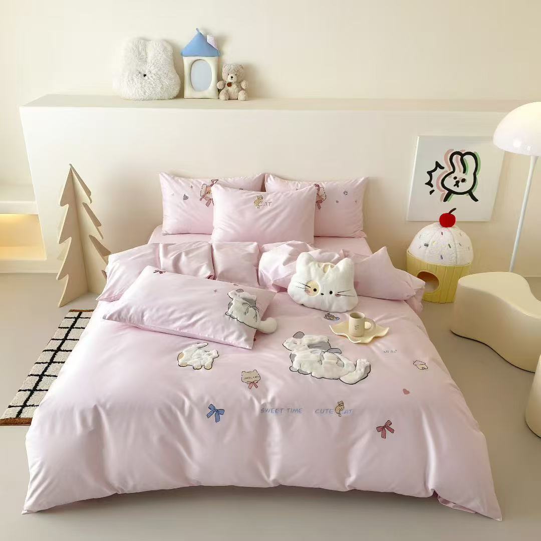 Meow Tea Time · 100S Long Staple Cotton Bedding Set