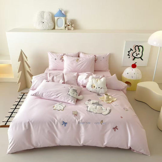 Meow Tea Time · 100S Long Staple Cotton Bedding Set