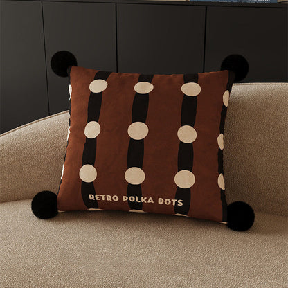 Mid-Century Modern Polka Dot Cushion Covers with Pompoms