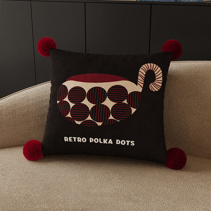 Mid-Century Modern Polka Dot Cushion Covers with Pompoms