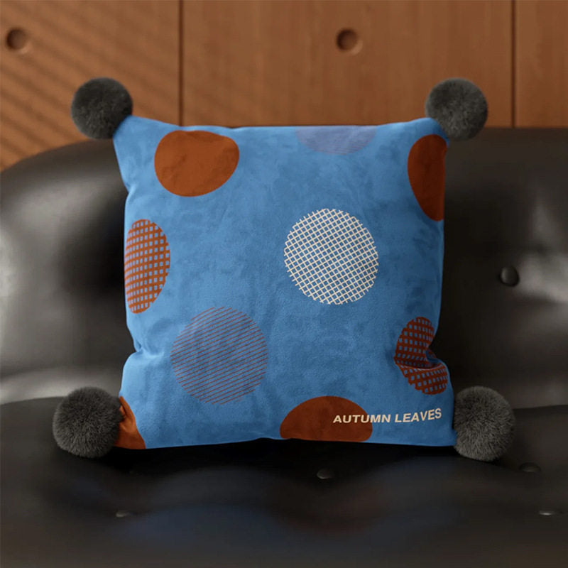 Mid-Century Modern Polka Dot Cushion Covers with Pompoms