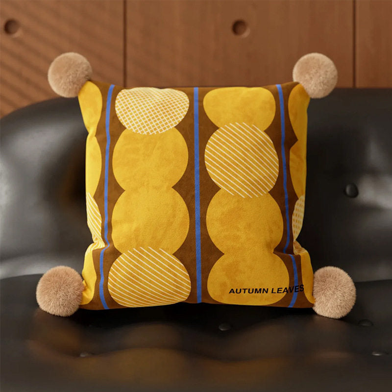 Mid-Century Modern Polka Dot Cushion Covers with Pompoms