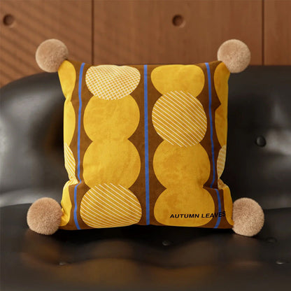 Mid-Century Modern Polka Dot Cushion Covers with Pompoms