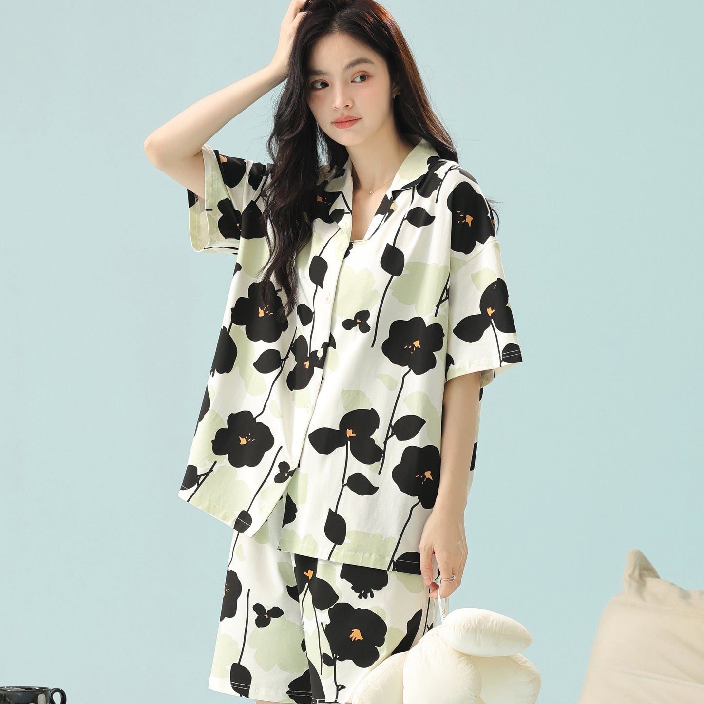 Midnight Bloom · Women's Cotton Pajama Set