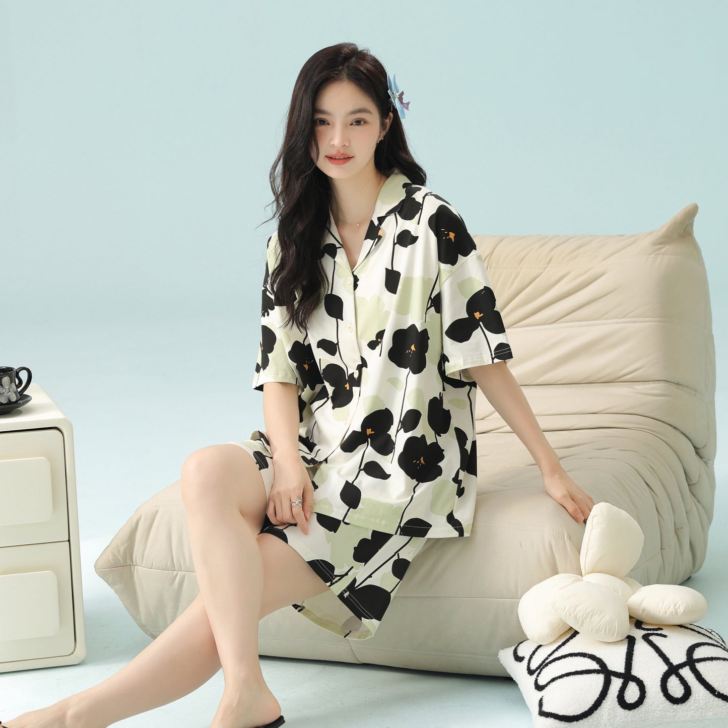 Midnight Bloom · Women's Cotton Pajama Set