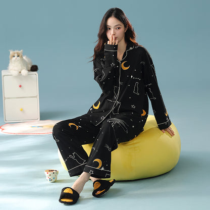 Midnight Moon · Women's Cotton Long Sleeve Pajama Set