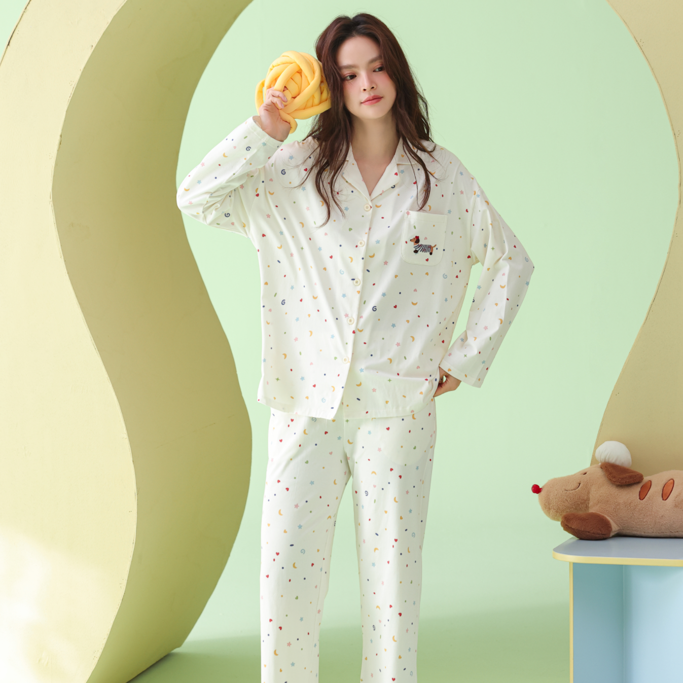 Minty Dream · Women's Cotton Long Sleeve Pajama Set