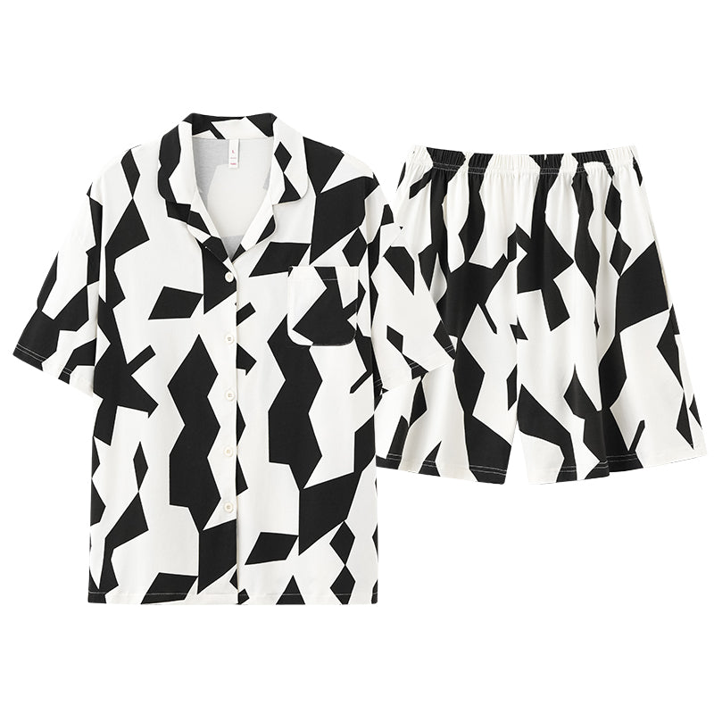 Mono Garden · Couple Cotton Pajama Set - Short Sleeve & Shorts / Nightdress